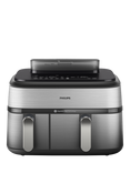 Philips 5000 Series NA555/09 Dual Basket Steam Air Fryer, Brushed Steel