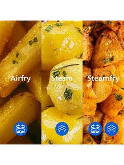 Philips 5000 Series NA555/09 Dual Basket Steam Air Fryer, Brushed Steel - view 2, Brushed Steel