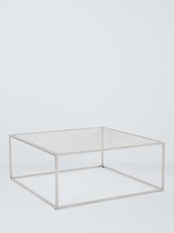 John Lewis Langham Square Glass Coffee Table, Brass, Silver