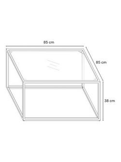 John Lewis Langham Square Glass Coffee Table, Brass - view 2, Silver