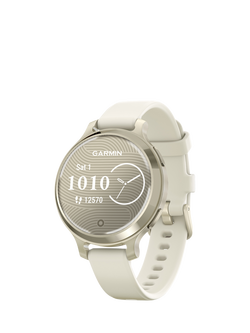 Garmin Lily 2 Active Smart Fitness Watch with Silicone Band, Lunar Gold and Bone, Lunar Gold And Bone