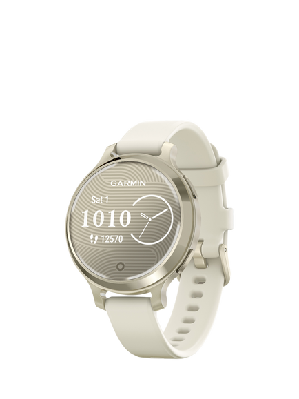 Garmin Lily 2 Active Smart Fitness Watch with Silicone Band, Lunar Gold and Bone, Lunar Gold And Bone