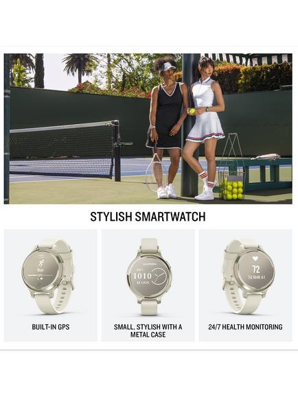 Garmin Lily 2 Active Smart Fitness Watch with Silicone Band, Lunar Gold and Bone - view 2, Lunar Gold And Bone