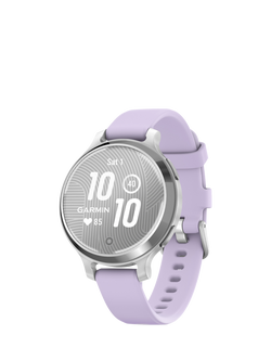 Garmin Lily 2 Active Smart Fitness Watch with Silicone Band, Silver and Jasmine Purple, Silver And Jasmine Purple