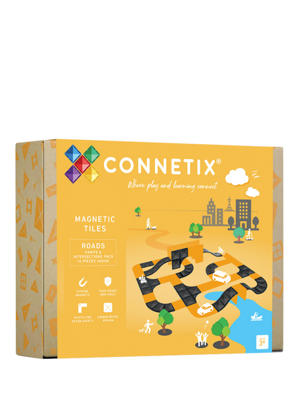 Connetix Roads, Ramps and Intersections Construction Set, 16 Piece, Multi