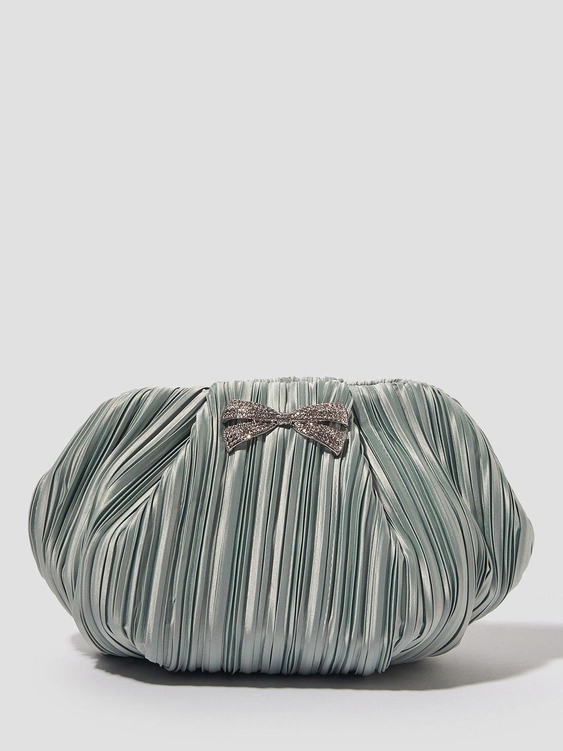 Monsoon Bow Clutch Bag, Sage Green
