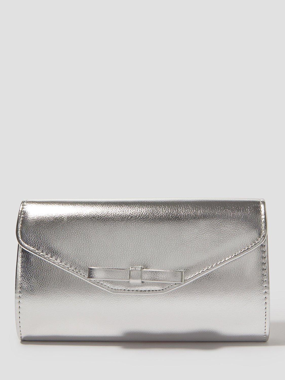 Monsoon Bow Clutch Bag, Silver