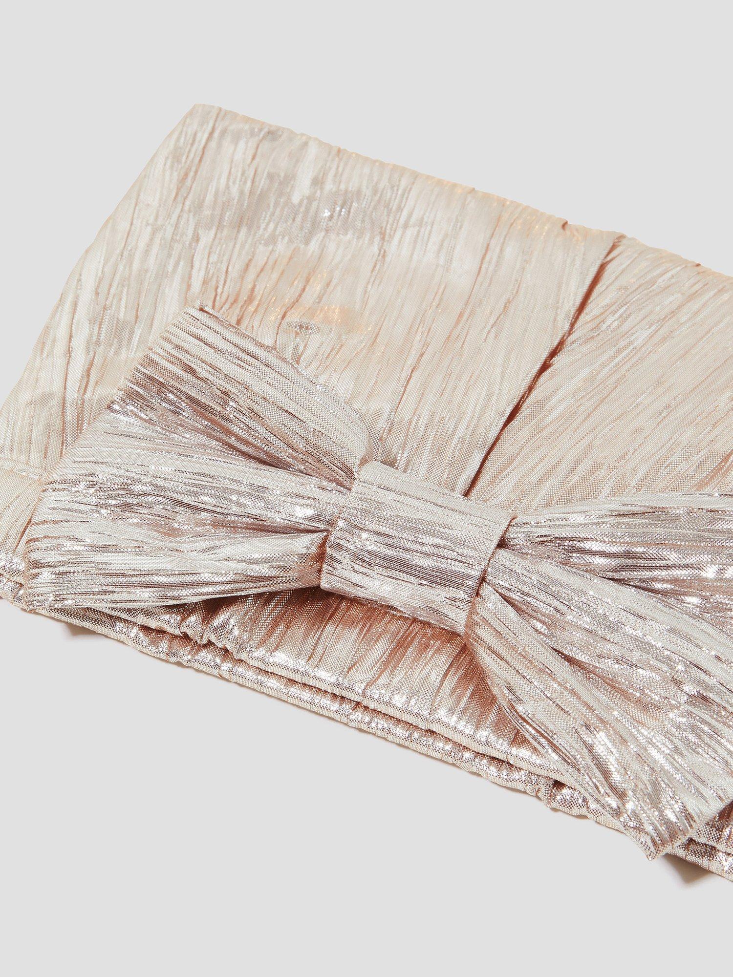 Product image 2 of 5, which shows Monsoon Mila Bow Plisse Clutch Bag, Pink