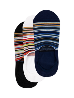 Paul Smith Stripe No Show Socks, Pack of 3, Multi, Multi