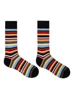 Paul Smith Bright Stripe Cotton Blend Socks, Pack of 2, Multi - view 2, Blue Royal