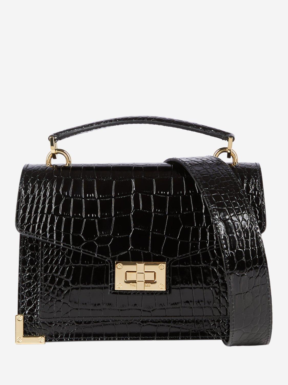 Product image 1 of 5, which shows THE KOOPLES Croc Double Strap Bag, Black