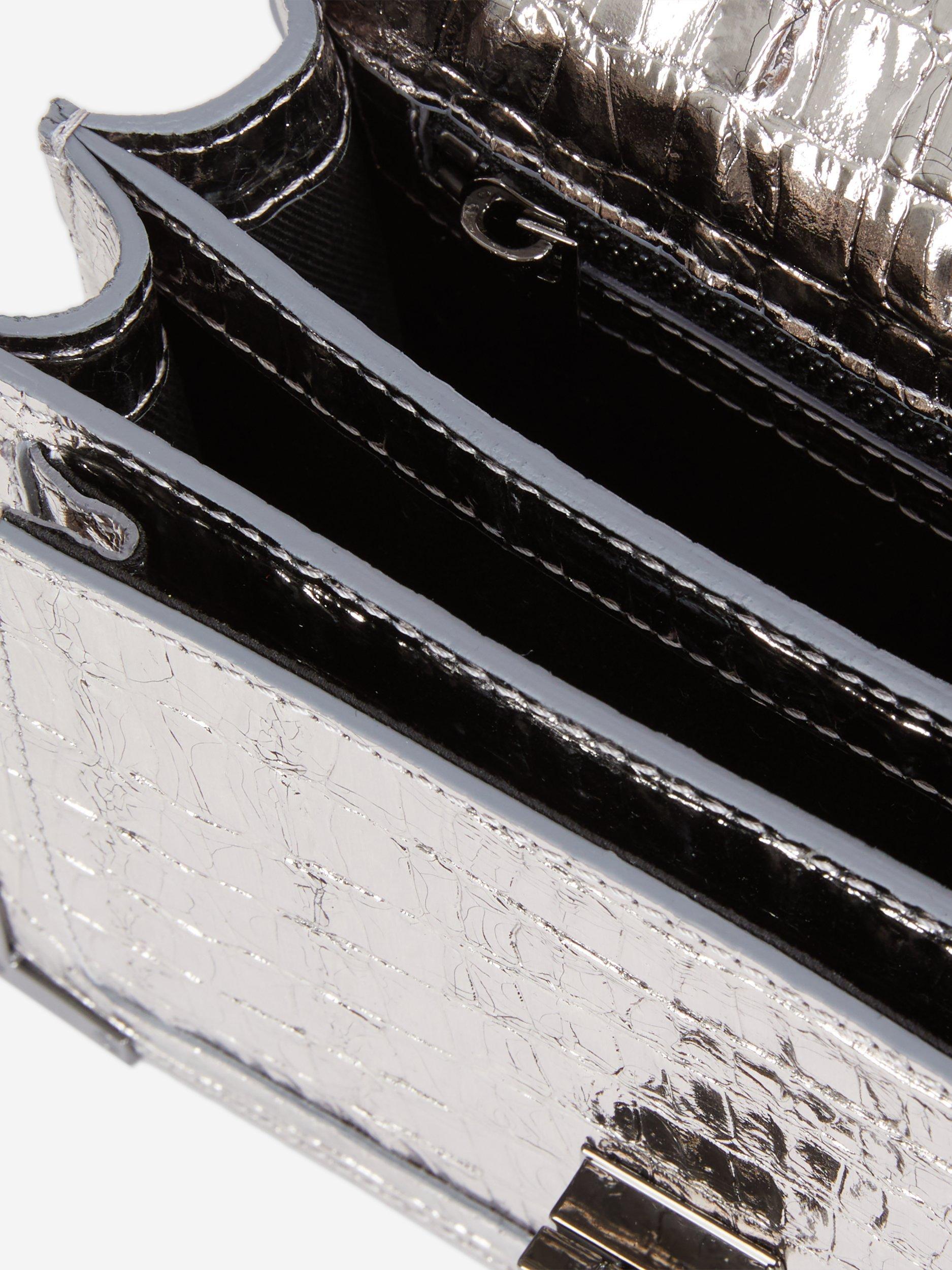 Product image 3 of 5, which shows THE KOOPLES Metallic Croc Double Strap Bag, Silver