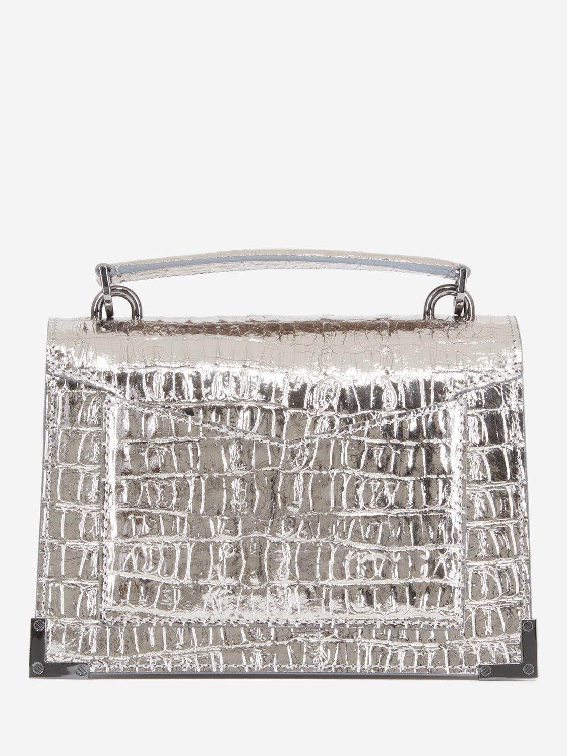 Product image 5 of 5, which shows THE KOOPLES Metallic Croc Double Strap Bag, Silver