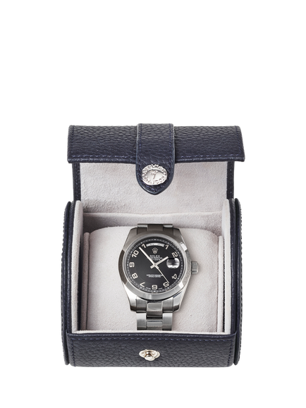 Aspinal of London Pebble Leather Travel Watch Roll, Navy