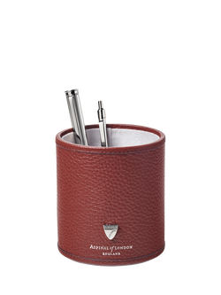 Aspinal of London Leather Round Pen Pot, Merlot, Merlot