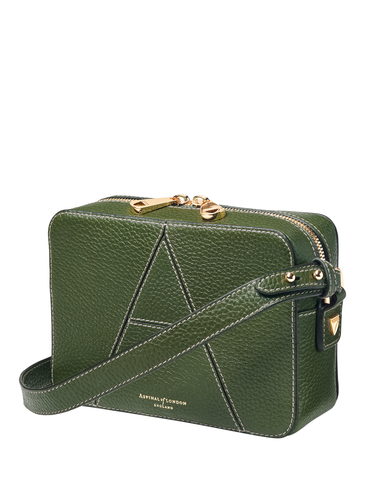 Product image 2 of 6, which shows Aspinal of London Pebble Leather Camera A Bag, Racing Green