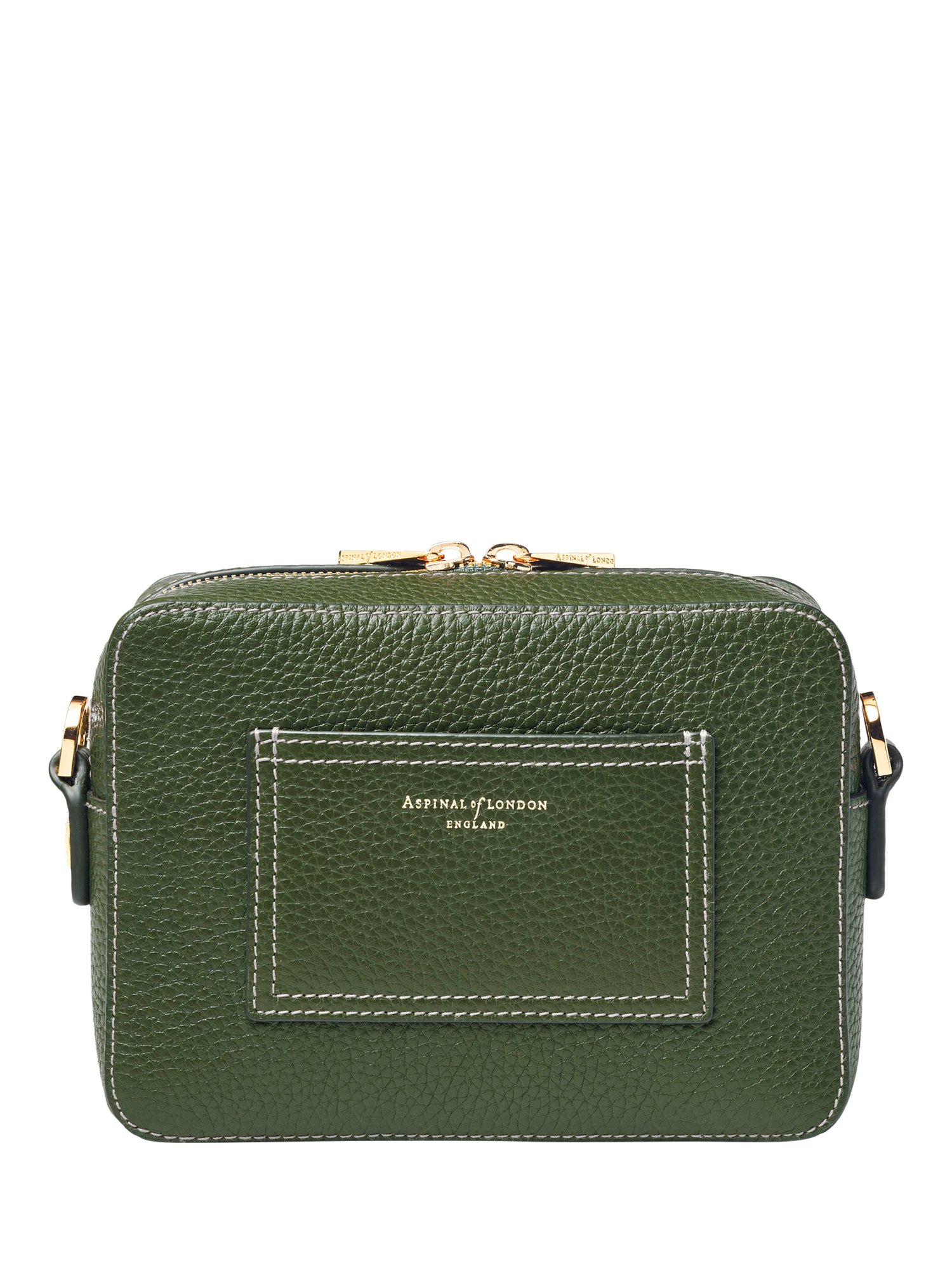 Product image 3 of 6, which shows Aspinal of London Pebble Leather Camera A Bag, Racing Green