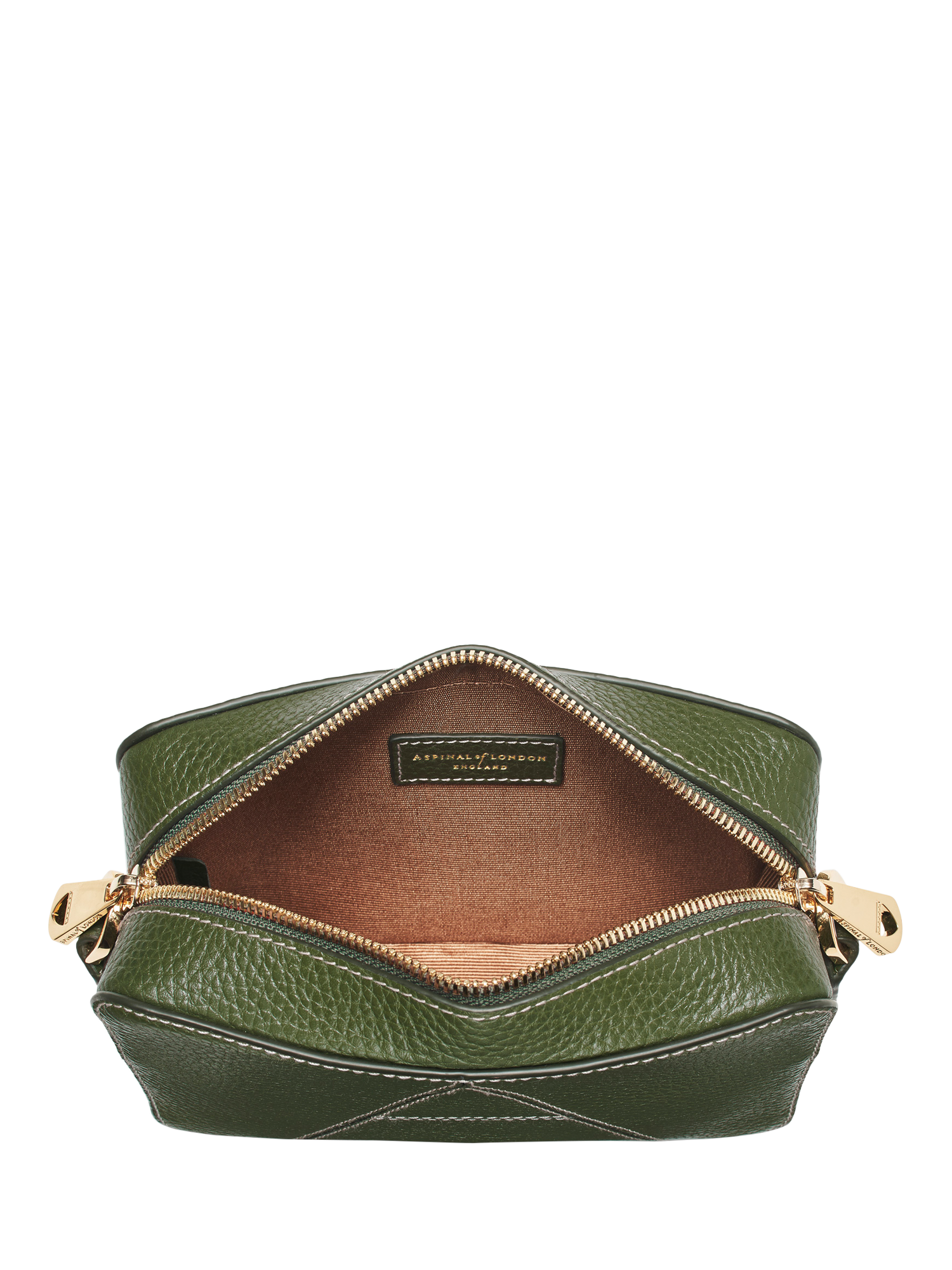 Product image 4 of 6, which shows Aspinal of London Pebble Leather Camera A Bag, Racing Green