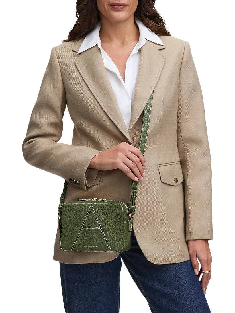 Product image 5 of 6, which shows Aspinal of London Pebble Leather Camera A Bag, Racing Green