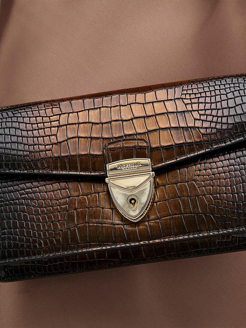 Product image 10 of 10, which shows Aspinal of London Mayfair 2 Leather Clutch Bag, Black/Gold