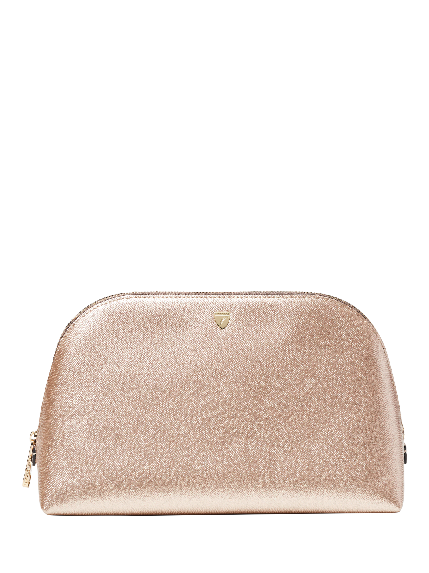 Aspinal of London Leather Classic Toiletry Bag, Champagne Metallic