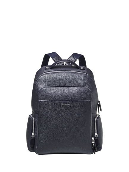 Aspinal of London Reporter Leather Zipped Rucksack, Navy, Navy