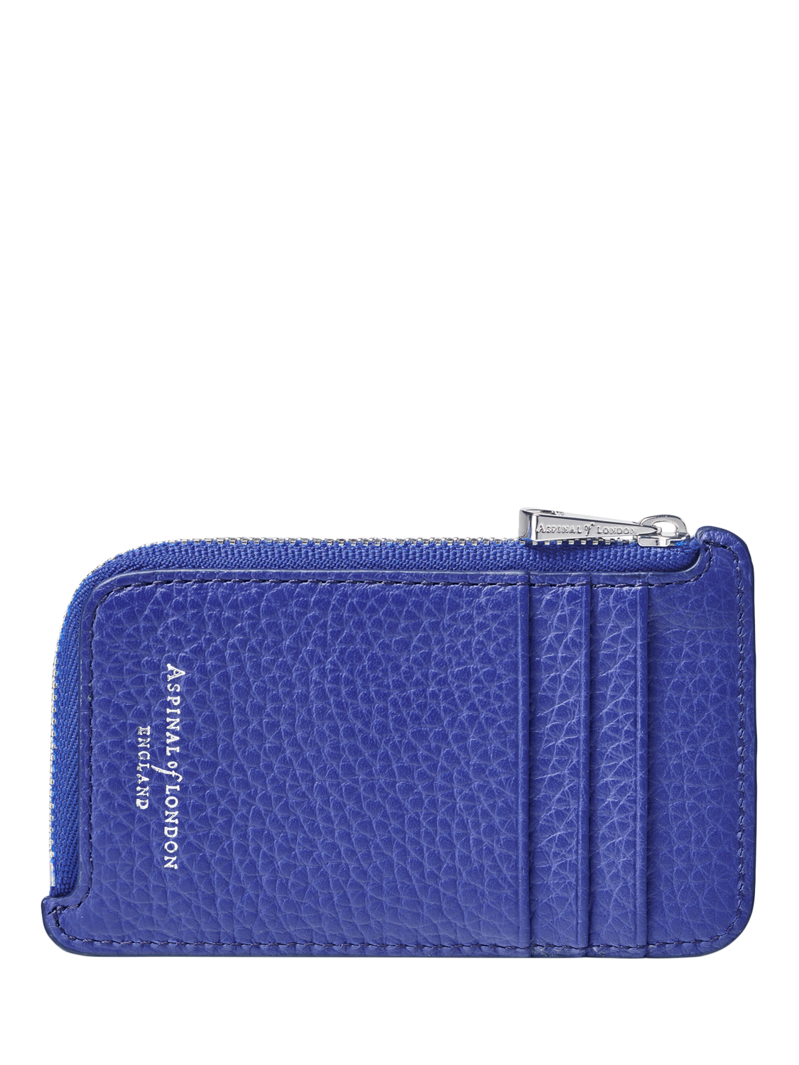 Product image 1 of 3, which shows Aspinal of London Leather Zipped Coin & Card Holder, Cobalt