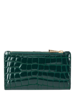 Aspinal of London Mayfair Patent Croc Coin & Card Purse - view 2, Evergreen
