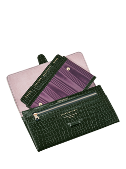 Aspinal of London Croc Effect Leather Travel Wallet, Evergreen, Evergreen