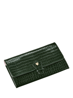 Aspinal of London Croc Effect Leather Travel Wallet, Evergreen - view 2, Evergreen