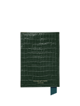 Aspinal of London Croc Effect Leather Passport Cover, Evergreen