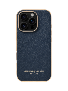 Aspinal of London Leather iPhone 16 Pro Case, Navy