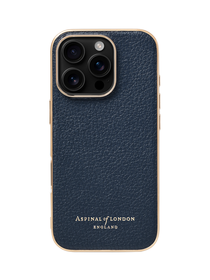 Aspinal of London Leather iPhone 16 Pro Case, Navy