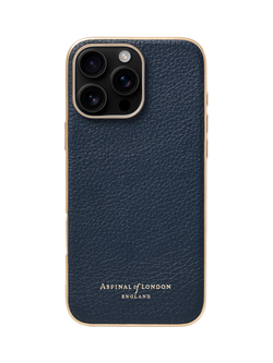Aspinal of London Leather iPhone 16 Pro Max Case, Navy