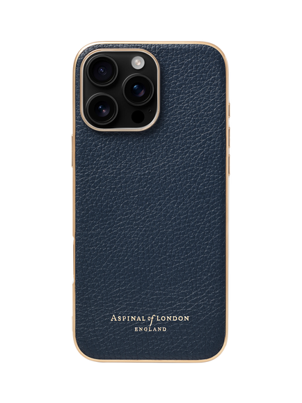 Aspinal of London Leather iPhone 16 Pro Max Case, Navy
