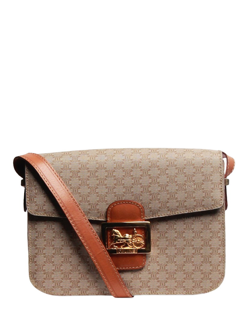 Pre-loved CELINE Triomphe Monogram Shoulder Bag, Brown