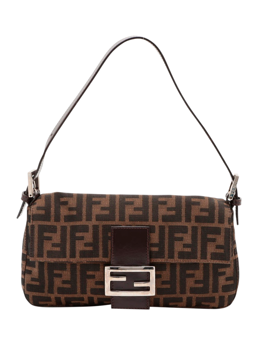Pre-loved Fendi Zucca Mamma Baguette Canvas And Leather Bag, Brown