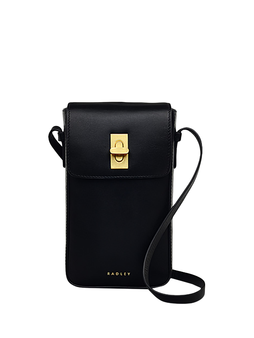 Product image 1 of 4, which shows Radley Threadneedle Street Leather Crossbody Phone Bag, Black