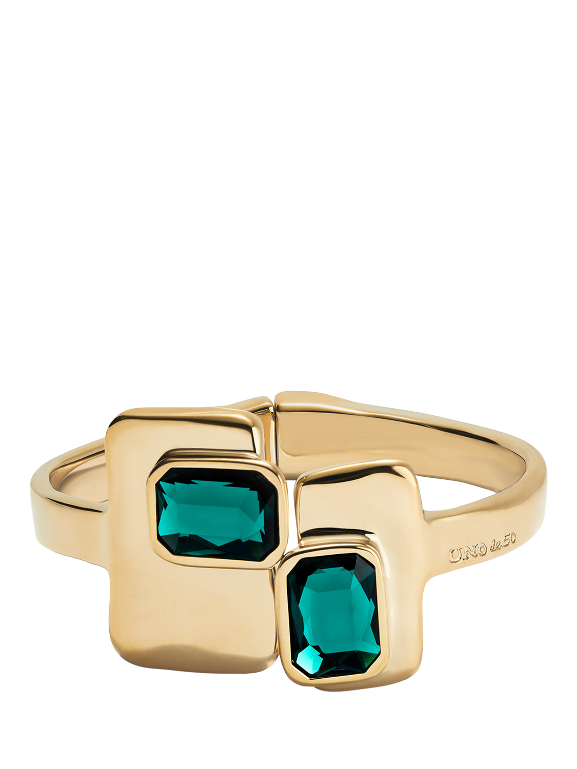 Product image 1 of 5, which shows UNOde50 Art Crystal Rigid Bangle, Gold