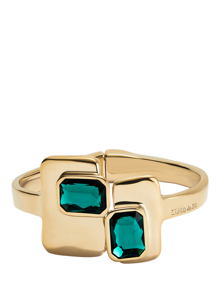 UNOde50 Art Crystal Rigid Bangle, Gold, Gold