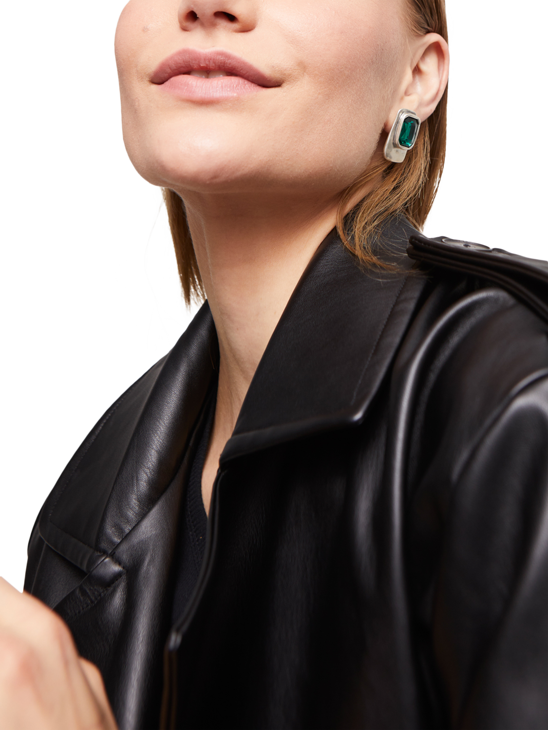 Product image 2 of 4, which shows UNOde50 Art Crystal Earrings, Silver