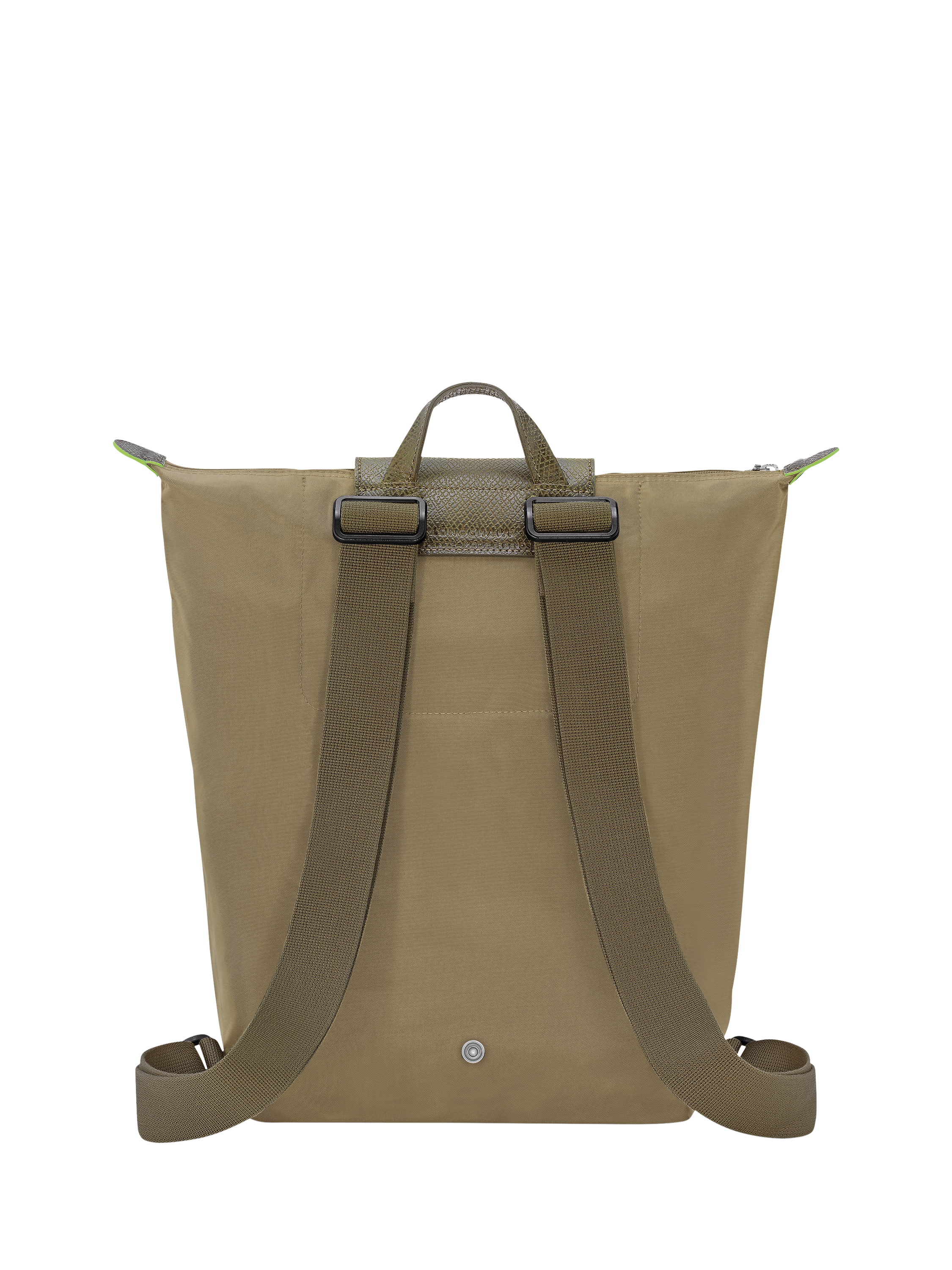 Product image 3 of 6, which shows Longchamp Le Pliage Green Canvas Backpack, Artichoke