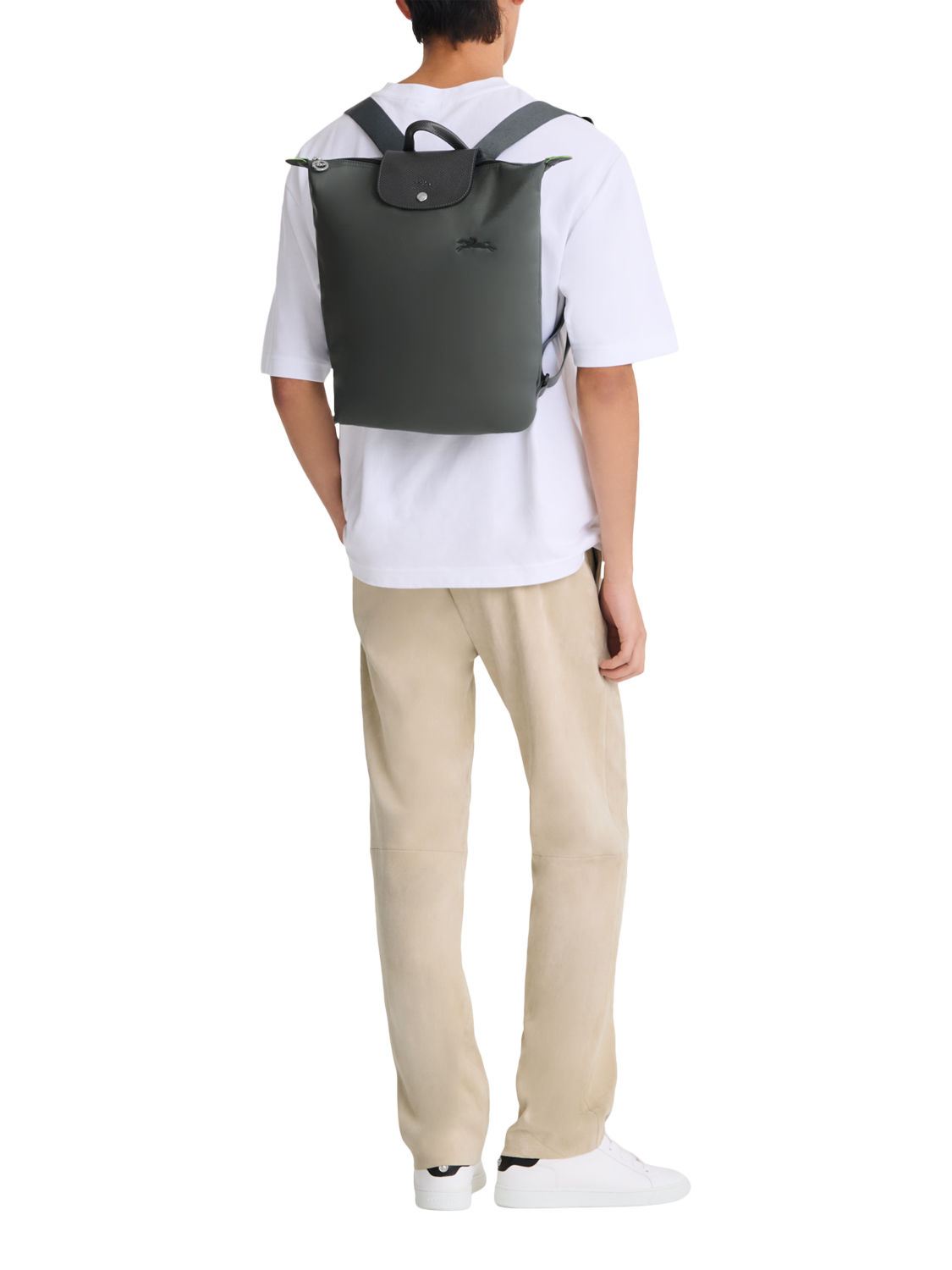 Product image 2 of 7, which shows Longchamp Le Pliage Green Canvas Backpack, Graphite