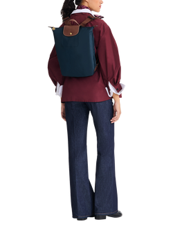 Longchamp Le Pliage Original Recycled Canvas Backpack - view 2, Navy