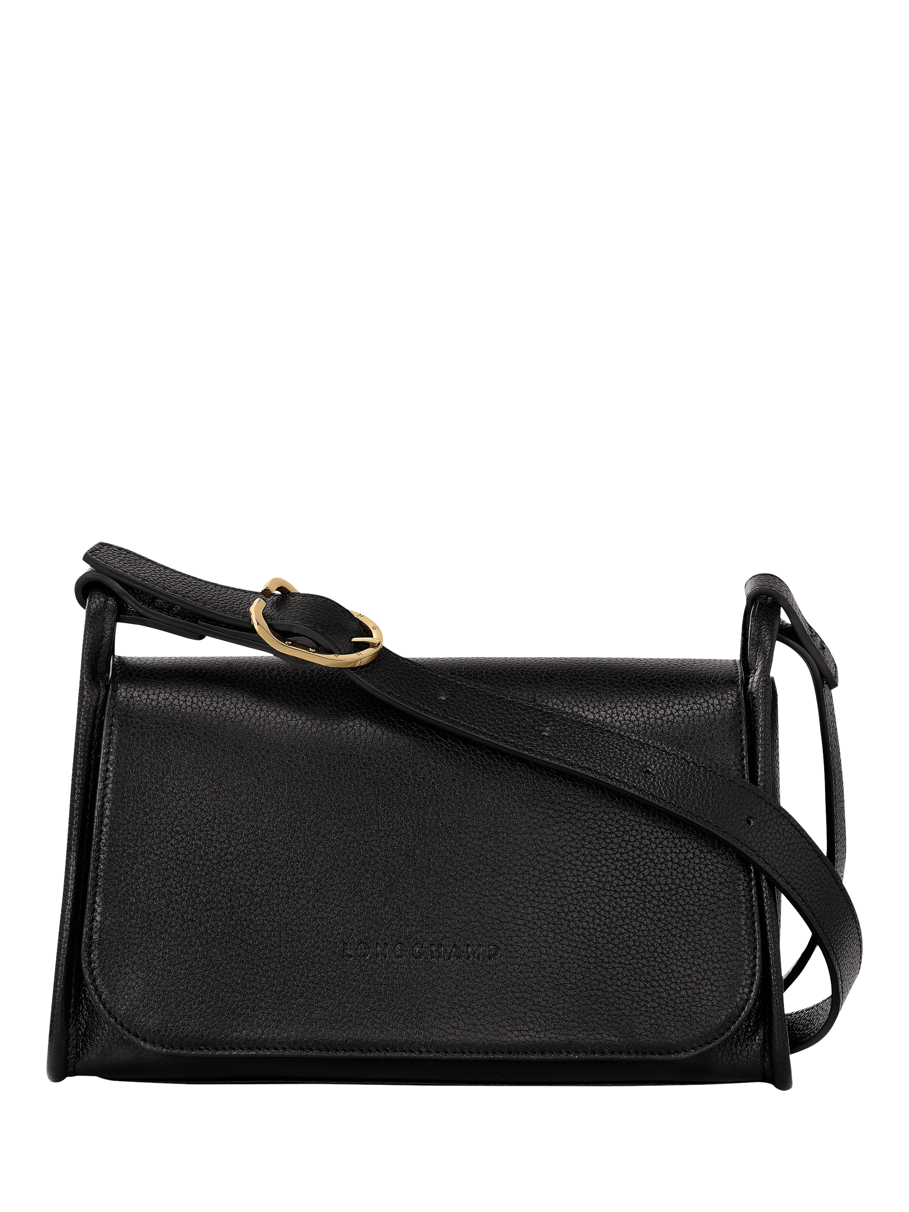 Product image 1 of 3, which shows Longchamp Le Foulonné Leather Cross Body Bag, Black