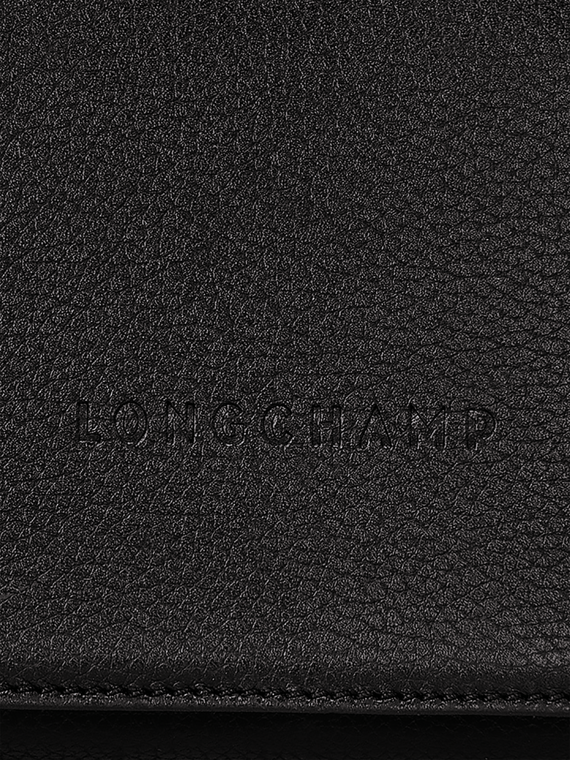 Product image 3 of 3, which shows Longchamp Le Foulonné Leather Cross Body Bag, Black