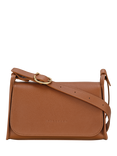 Longchamp Le Foulonné Leather Crossbody Flap Bag, Caramel
