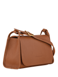 Longchamp Le Foulonné Leather Crossbody Flap Bag, Caramel