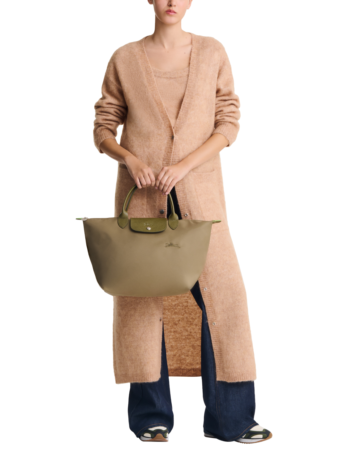 Product image 7 of 7, which shows Longchamp Le Pliage Green Medium Top Handle Bag, Artichoke