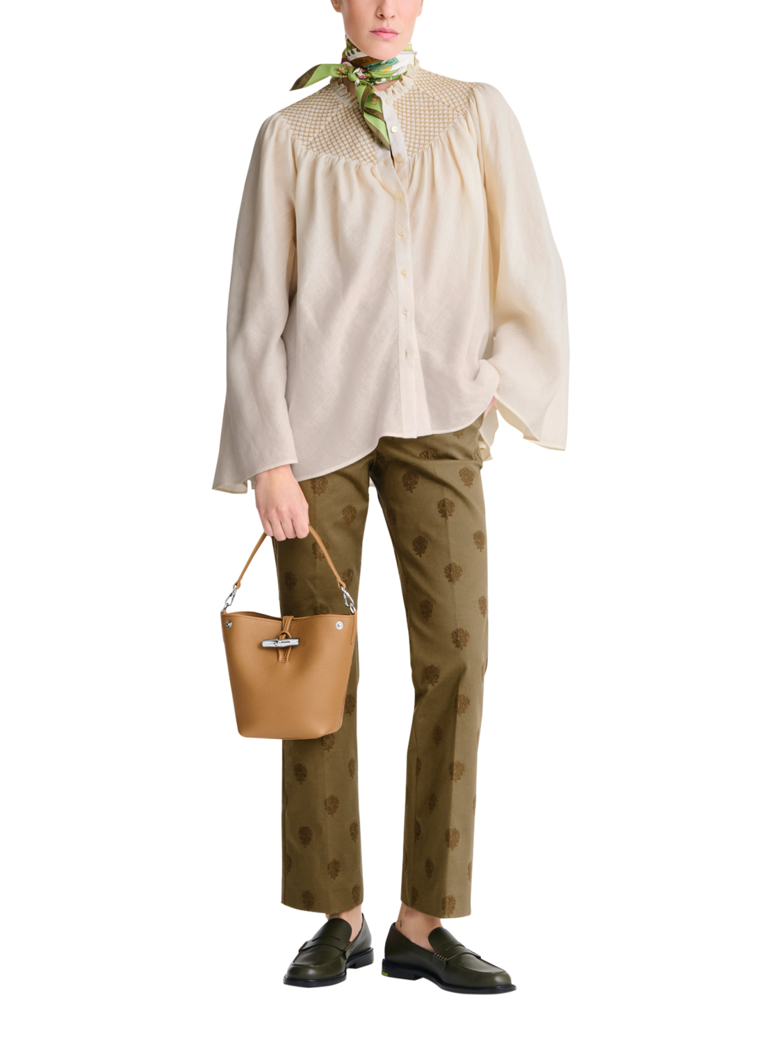 Product image 2 of 6, which shows Longchamp Le Roseau XS Grained Leather Bucket Bag, Walnut